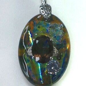 Pendant, Smoky quartz, Zircon part ring and 5 ctw CZ